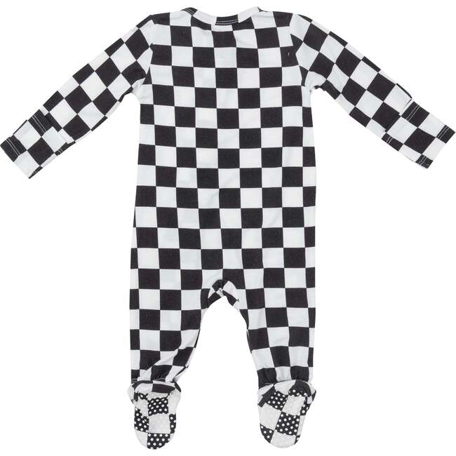 CHECKERBOARD 2 WAY ZIPPER FOOTIE, Black - Footie Pajamas - 2