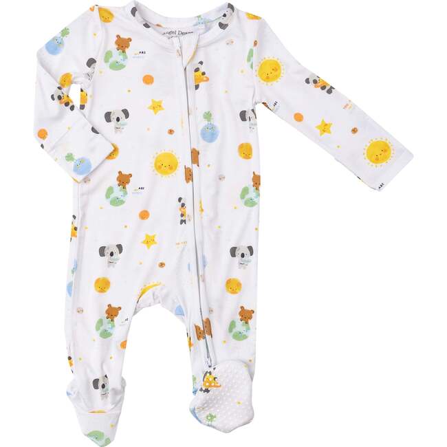 Baby Solar System 2-Way Zipper Footie, White - Footie Pajamas - 1
