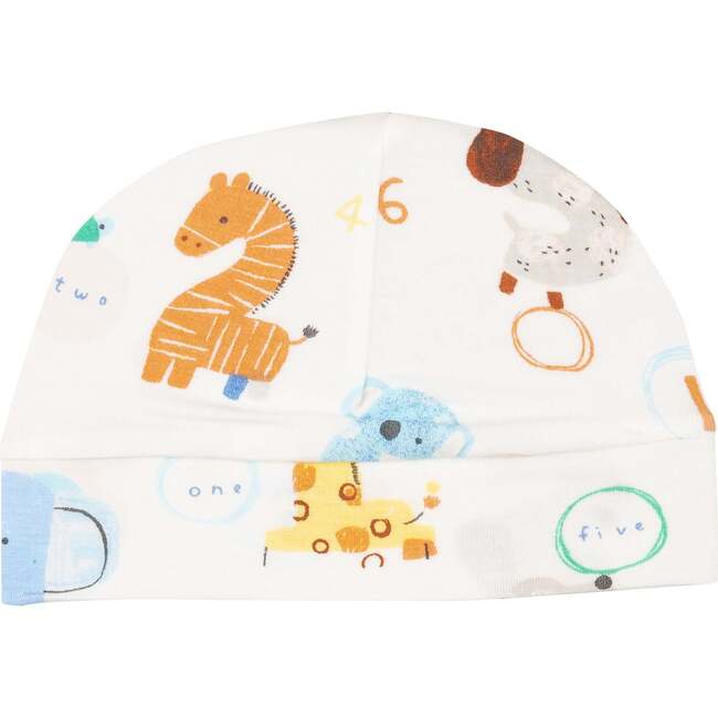 Animal Numbers Beanie Hat, White - Hats - 1