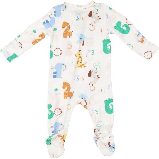 Animal Numbers 2-Way Zipper Footie, White - Footie Pajamas - 2