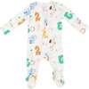 Animal Numbers 2-Way Zipper Footie, White - Footie Pajamas - 2