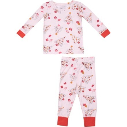 Vintage Christmas Trees L/S Loungewear Set, Pink - Mixed Apparel Set - 1