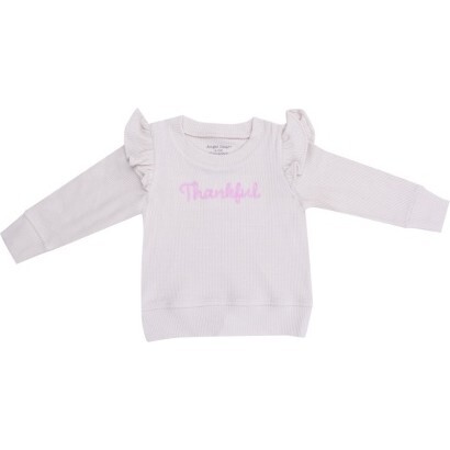 Thankful Ruffle Sweatshirt, Tan - Sweatshirts - 1