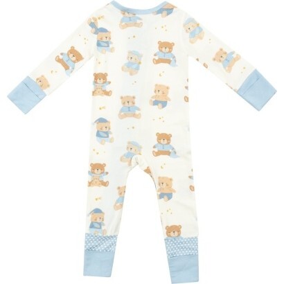 Teddy Bears Blue 2 Way Zipper Romper, Blue - Rompers - 2