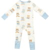 Teddy Bears Blue 2 Way Zipper Romper, Blue - Rompers - 2