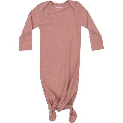 Ribbed Cameo Brown Knotted Gown, Brown - Nightgowns - 1