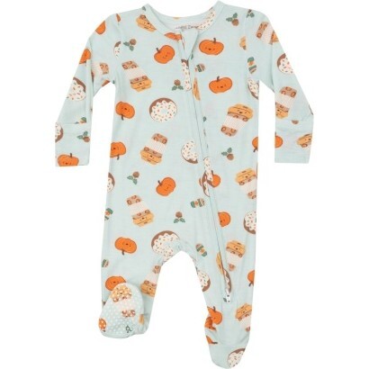Pumpkin Spice Latte 2 Way Zipper Footie, Green - Footie Pajamas - 1