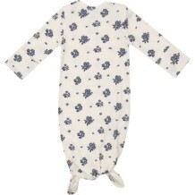 Ribbed Petite Bouquets Knotted Gown, Blue - Nightgowns - 1