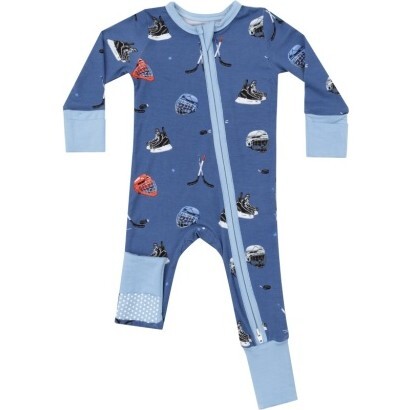 Hockey 2 Way Zipper Romper, Blue - Rompers - 1