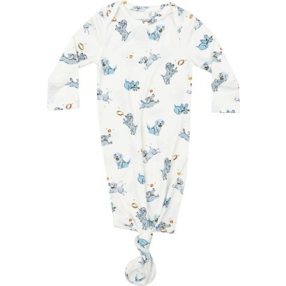 Playful Puppies Knotted Gown, Blue - Nightgowns - 1