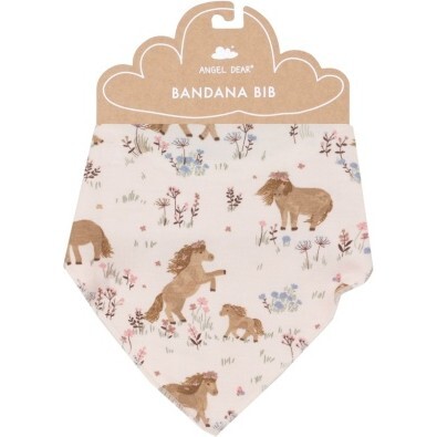Pretty Ponies Bandana Bib, Pink - Bibs - 1