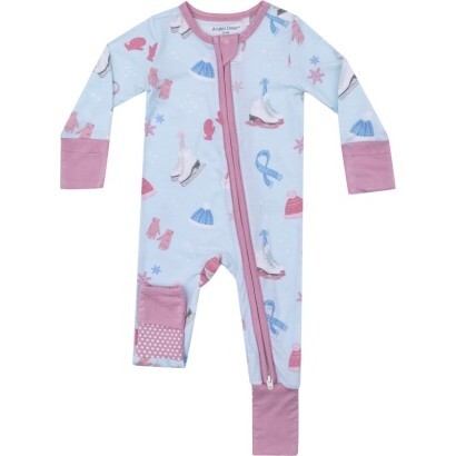 Ice Skating 2 Way Zipper Romper, Light Blue - Rompers - 1