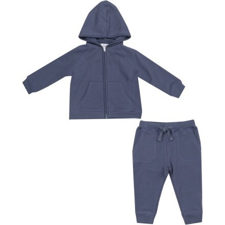 Footballs Inky Blue French Terry Hoodie & Jogger, Blue - Mixed Apparel Set - 1