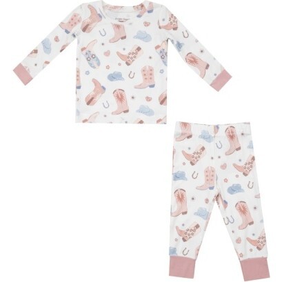 Cowboy Boots Pink L/S Loungewear Set, Pink - Mixed Apparel Set - 1