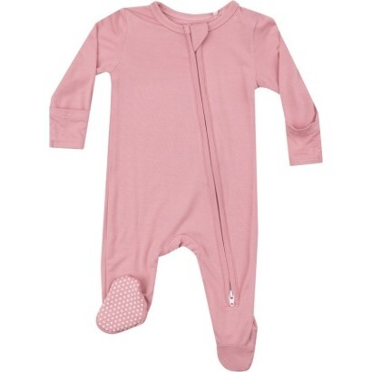 Bamboo Bridal Rose 2 Way Zipper Footie, Pink - Footie Pajamas - 1