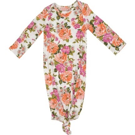 Wild Rose Floral Knotted Gown, Pink - Nightgowns - 1
