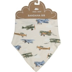 Vintage Airplane Bandana Bib, Green Multi - Bibs - 1