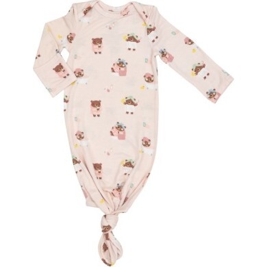 Spa Day Knotted Gown, Pink Multi - Nightgowns - 1