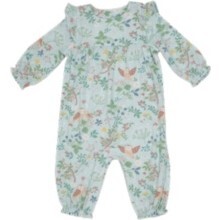 Pretty Owls Ruffle Sleeve Romper, Blue - Rompers - 1