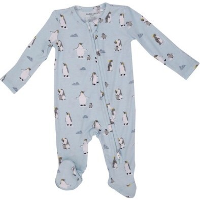 Penguins 2 Way Zipper Footie, Blue - Footie Pajamas - 1