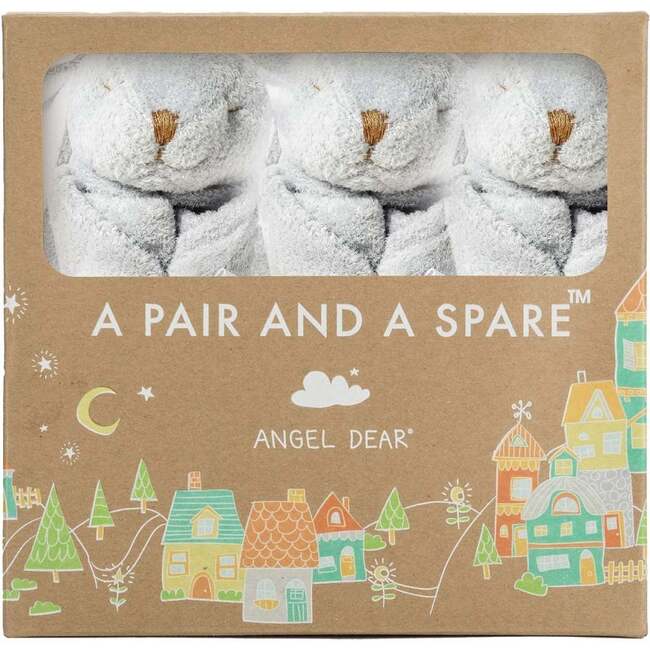 Pair And A Spare Bunny Lovie Blankie, Grey (Pack Of 3)