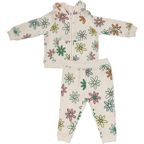 Painted Daisies Hoodie And Jogger, Multi Pink - Pants - 1