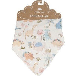 Soft Dinos Bandana Bib, Pink Multi - Bibs - 1