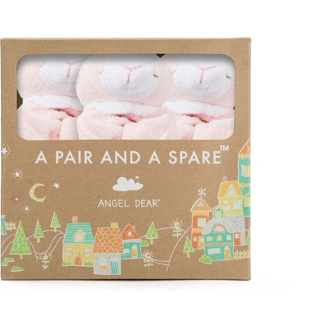 Pair And A Spare Lamb Lovie Blankie, Pink (Pack Of 3)