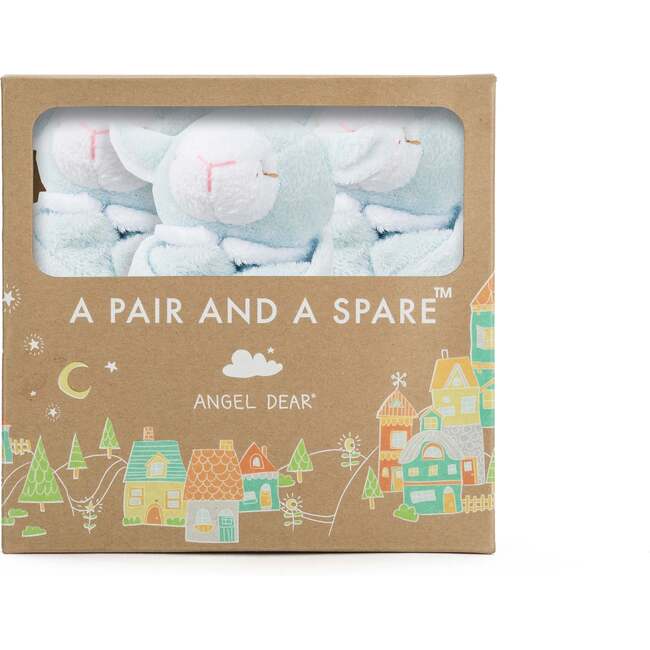 Pair And A Spare Lamb Lovie Blankie, Blue (Pack Of 3)
