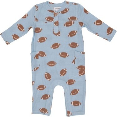 Football Romper, Blue - Rompers - 1