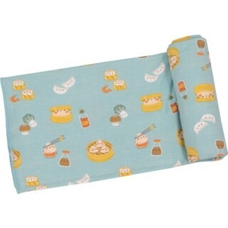 Dim Sum Swaddle Blanket, Blue Multi - Swaddles - 1