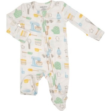 Baking Tools 2 Way Zipper Footie, White Multi - Footie Pajamas - 1