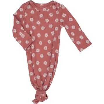 Daisy Dot Knotted Gown, Dusty Rose - Nightgowns - 1