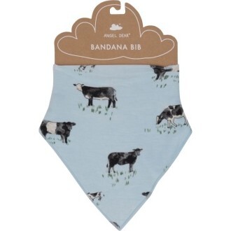 Black Cow Bandana Bib, Blue - Bibs - 1