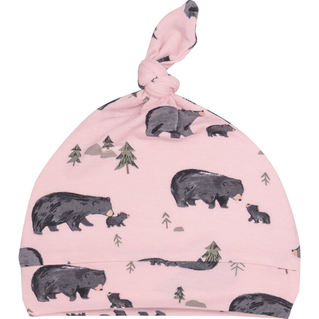 Black Bear Pink Knotted Hat, Pink - Hats - 1