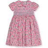 Smocked Girls Dress Augusta, Red Floral - Dresses - 1 - thumbnail