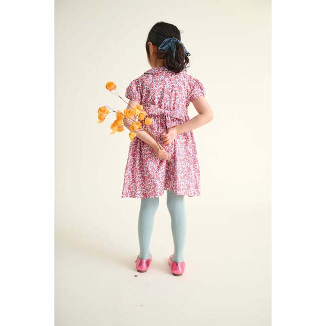 Smocked Girls Dress Augusta, Red Floral - Dresses - 3