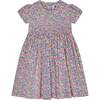 Made With Liberty Fabric Smocked Girls Dress Crisantha, Pink and Purple - Dresses - 1 - thumbnail