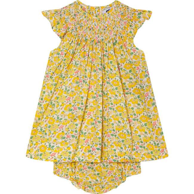 Made With Liberty Fabric Smocked Baby Dress Poet, Yellow