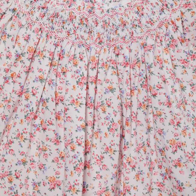 Hand-Smocked Girls Blouse Amarantha, White Floral - Blouses - 3
