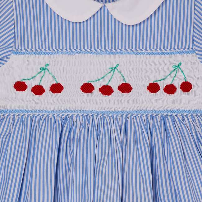 Hand-Smocked Girls Dress Emmie, Blue - Dresses - 3