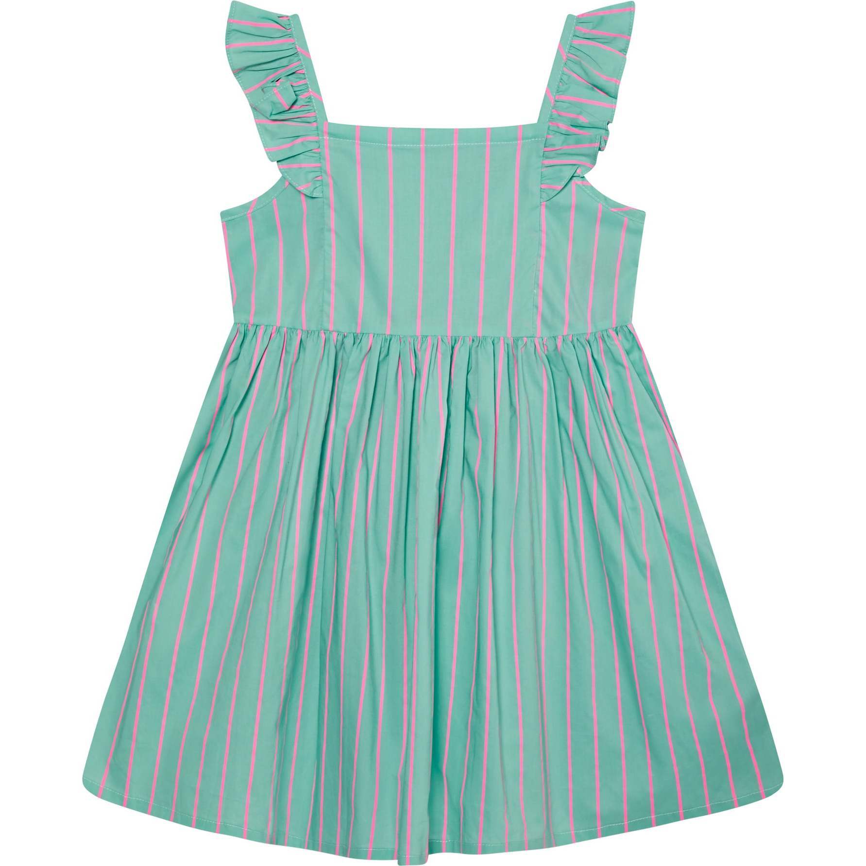 Question Everything | Girls Sundress Raya, Mint Green (Stripes, Size 4-5Y) | Maisonette