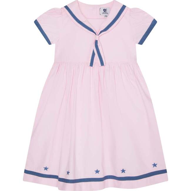 Girls Sailor Dress Janie, Pink & Navy Blue