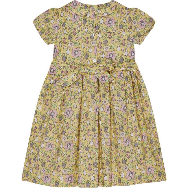 Girls Easter Smock Dress Bunny, Yellow - Dresses - 4