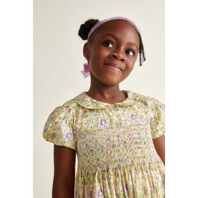 Girls Easter Smock Dress Bunny, Yellow - Dresses - 5