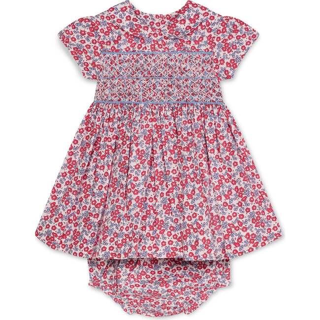 Smocked Baby Dress Adria, Red Floral