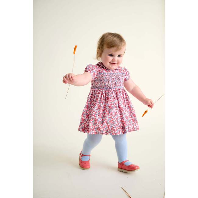 Smocked Baby Dress Adria, Red Floral - Dresses - 2