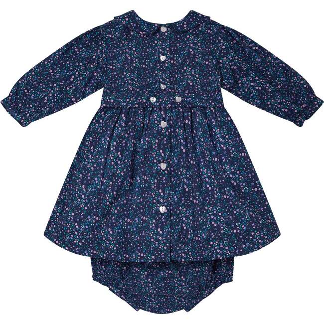 Baby Parisa Floral Print Hand-Smocked Dress, Navy - Dresses - 4