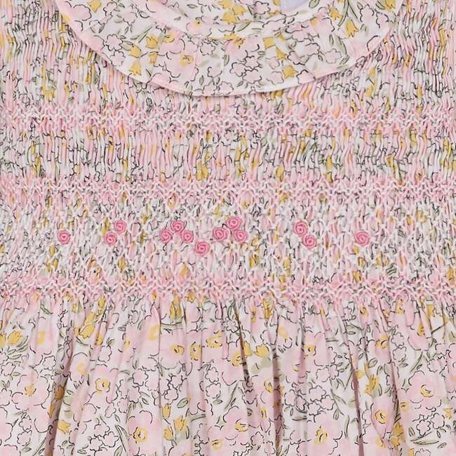 Smocked Baby Dress Paola, Pink Floral - Dresses - 4