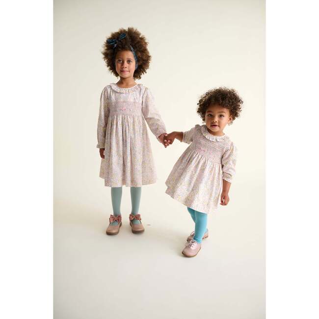 Smocked Baby Dress Paola, Pink Floral - Dresses - 5